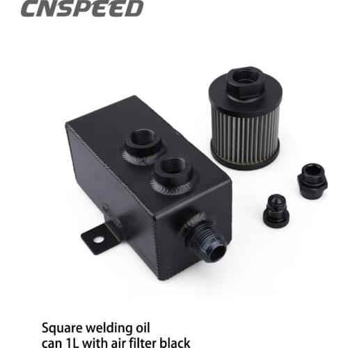 Cnspeed 1L Universal Car Aluminum Oil Catch Can Tank Silver Black Fuel Tanks with Breather Filter Drain Tap 1LT Baffled