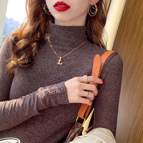 Woman Tshirts Womens Turtleneck Long Sleeve T-shirt Top Tops Mujer Camisetas