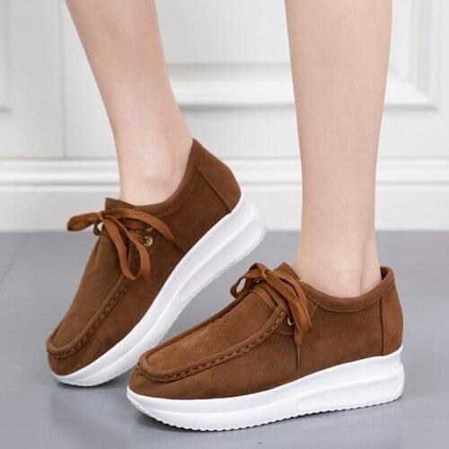 Rimocy Spring Casual Chunky Sneakers Women Thick Bottom Lace Up Walking Shoes Woman 2021 New Comfortable Non-slip Platform Shoes