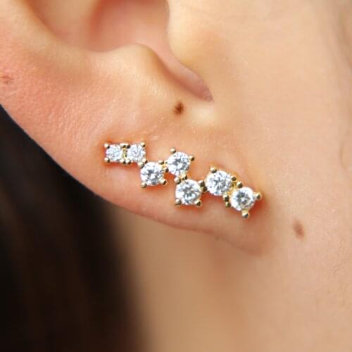 2018 new promotion fashion cz earrings long climber design AAA+ zirconia bling sparking fashion silver color earring