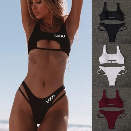 Custom Logo Women Bikini Sexy Push Up Swimwear Beach Thong Bikini Set Micro Biquini Swimsuit Brazilian Maillot De Bain Femme