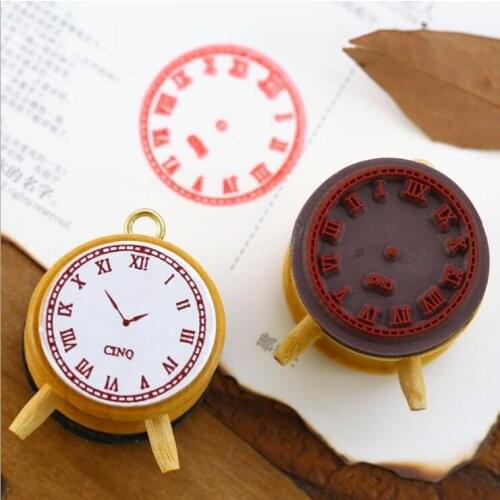 10pcs/lot Vintage Mini Clock Wooden Rubber Stamp for DIY Craft Diary Notebook Scrapbook Photo Album Decoration