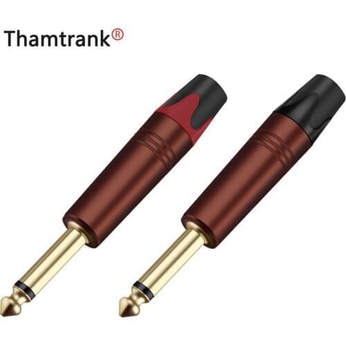2PCS 6.35mm Mono Straight male amplifier microphoneTS TRS plug 6.35mm jack plug Mono audio connector