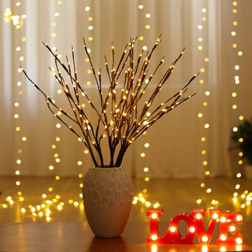 20 Bulbs LED Willow Branch Light Battery Powered Tall Vase Filler Willow Twig Lamp For Home Christmas Wedding Decorative Lights