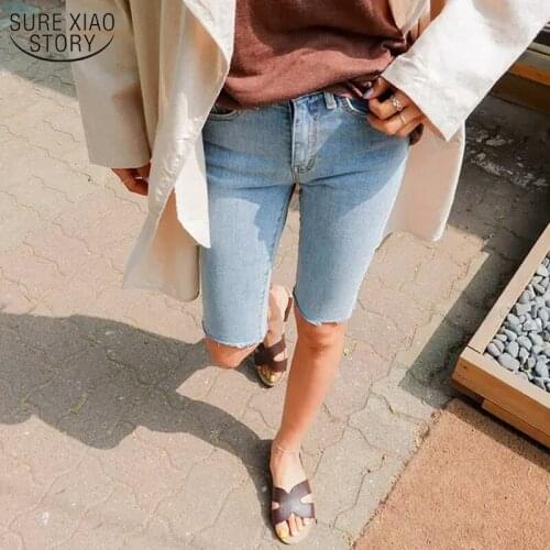 2021 Shinny Plus Size Shorts Casual Elastic Cotton Denim Shorts Women Hot Pants Short Femme New Summer Blue Short Jeans 10419