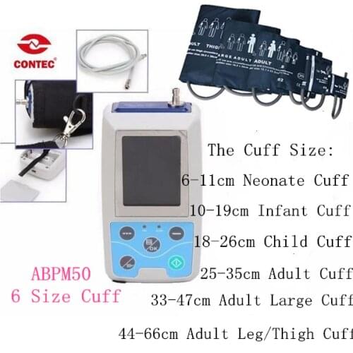24h NIBP Holter Ambulatory BP Monitor ABPM50 2.4"TFT, USA Shipment with 6 cuff
