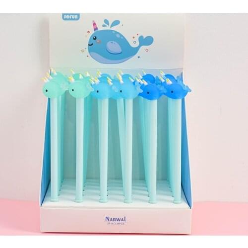 36 pcs/lot Cartoon whale Gel Pen Cute 0.5 mm Signature Pen Promotional Gift Stationery School Supplies