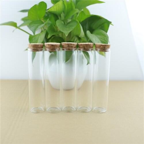 6 Pieces 30*120mm 60ml Glass Jars Test tube Cork Glass Bottle Stopper Spicy Storage Bottles Container Vials DIY Craft