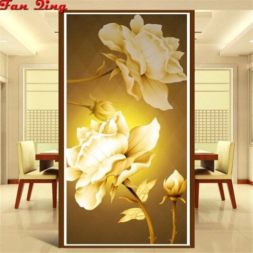 DIY 5D Golden lotus diamond Embroidery,Round Diamond Full rhinestone Diamond painting cross stitch,needlework