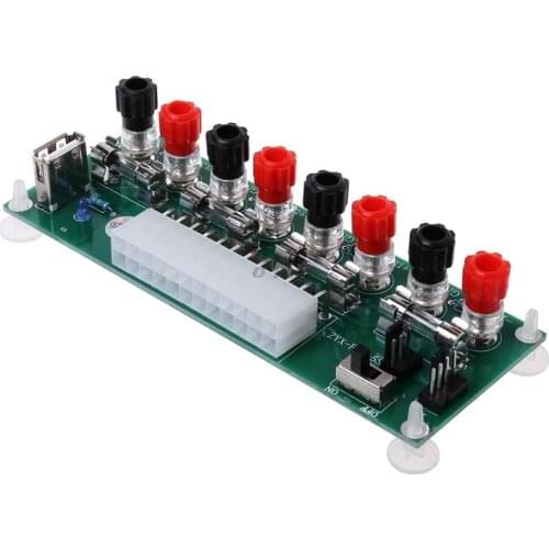 ATX Benchtop Computer Power Supply Electric Circuit 24Pins Breakout Board Module DC Plug Connector USB 5V Port