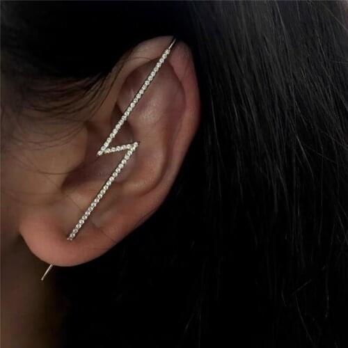 Bohemia Ear Wrap Hook Earring 2020 Trend For Women CZ Lightning Design Piercing Ear Needle Glamour Ear Cuff Chic Jewelry Gift