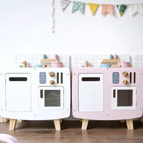 Simulated Wooden Kitchen Console Kids Educational Toy Cooking Pans Food Dishes Cookware Kids Play House Toy Kitchen Utensils