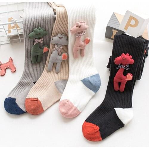 Kids Girl Tights New Autumn Winter Stockings Baby Boomers Pants Cartoon Cotton Embroidery Girls Tight Warm Pantyhose Medium