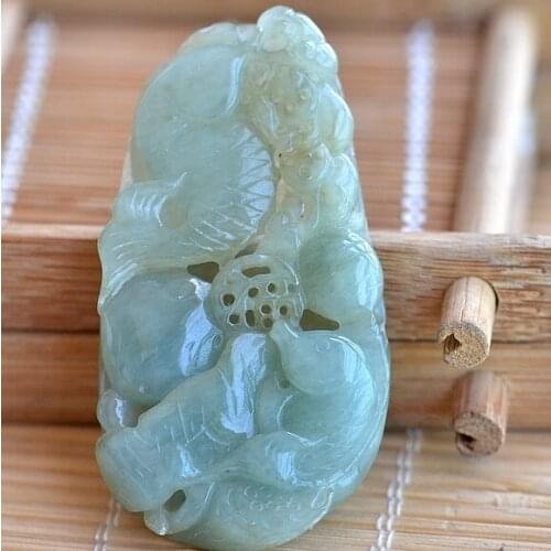 Hetian jade emerald lotus pendant jade warmJ34