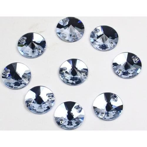 Junjiao Sew On Rhinestones Crystal For Decoration Round Flatback Glass Stone Rivoli Sewing Rhinestones Applications For Clothing