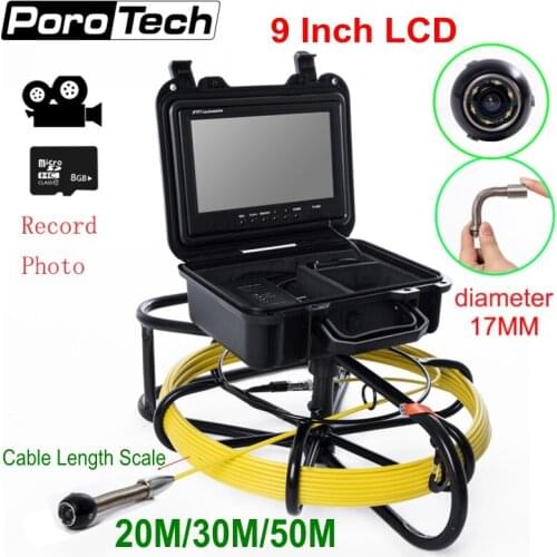 WP9600B 17mm Sewer Pipe Inspection camera 20/30/50M Fiberglass Cable 9"LCD Industrial Pipeline Endoscope Drain Underwater camera