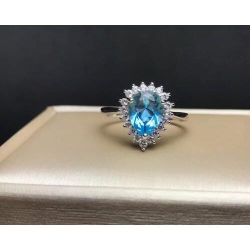 Natural topaz ring, water drop gemstone, simple style, hot sale. From natural gem store