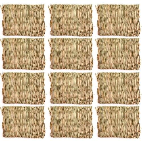 12 Packs of Rabbit Woven Bed Mats-Straw Mat Animal Bedding Nest-Guinea Pig Chinchilla Squirrel Hamster Cat and Dog