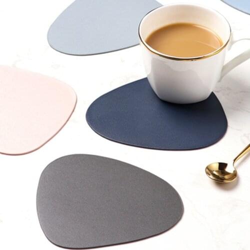 Leather Tableware Pad Oil Water Resistant Heat Insulation Non-Slip Placemats for Table Coaster Set for Kitchen Washable Cup Pads