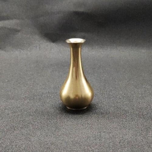 Antique Solid Brass Small vase Miniature Figurines Retro Copper Animal Tea Pet Desktop Ornament Decor Crafts Keychain Pendants