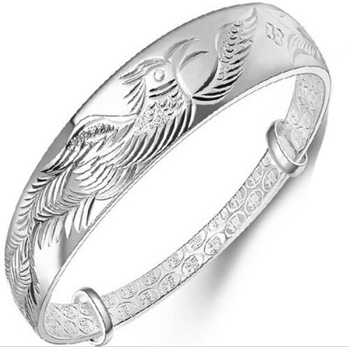 Chinese Classic Style Silver Color Fashion Jewelry Phoenix Bangle Women Fashion Jewelry