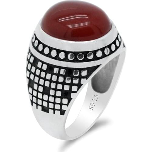 Nature Stone 925 Sterling Silver Rings Men Vintage Couple Anillo Hombre Jewelry Rings Women Wholesale Luxury Party Jewelry Aneis