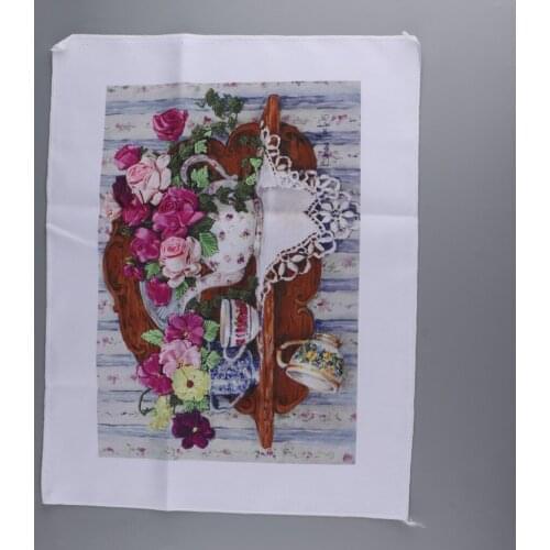 Stamped Cross Stitch Kit Ribbon Embroidery Set for Beginner, DIY Home/Wall/Restaurant/Hotel Decor - 35x50cm/13.78x19.69in