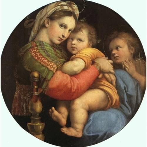 Fashion Embroidery Madonna Della Seggiola Personalised Cross Stitch Kits UK with 100% Cotton Floss&Free Shipping for Wall Decor