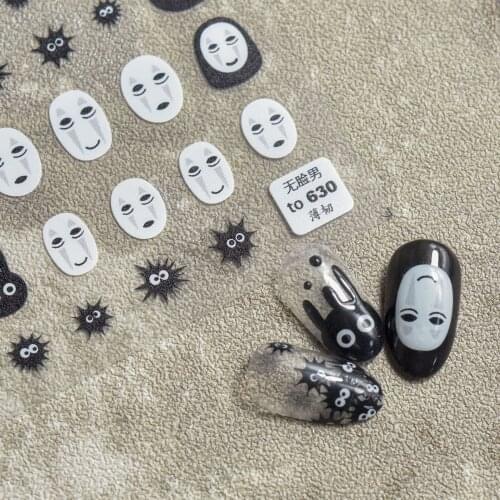 No Face Man Nail Art Decorations Foil For Nails Spirited Away Stickers For Manicure Cute Anime Nail Sticker Designer Sliders