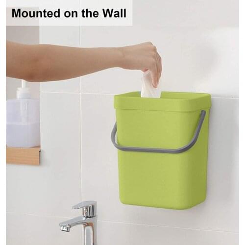 Wall Mounted Folding Waste Bin Kitchen Cabinet Hanging Trash Can Living Room Door Garbage Can Car Storage Bucket Home Dustbin
