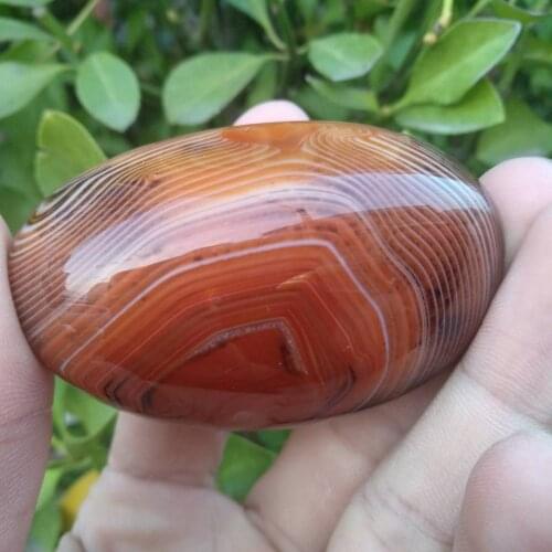 Natural Sardonyx Banded Agate Crystal Polished Mineral Fossil Tumbled Palm Stone