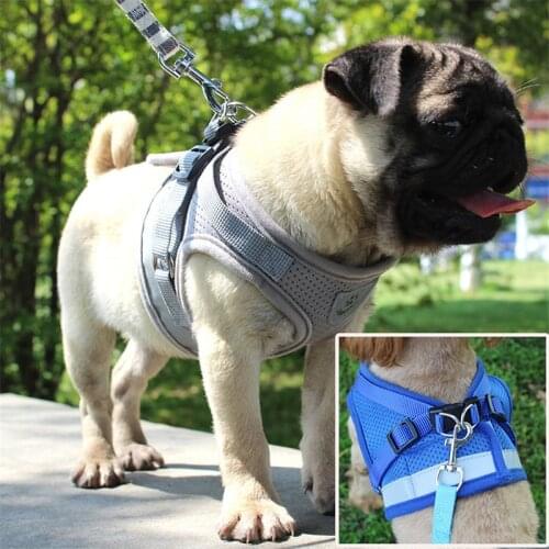 New Dog Harnesses Simple Vest Type Pet Reflector Harnesses for Small and Medium Dog with Traction Belt Pet Supplies Accessories