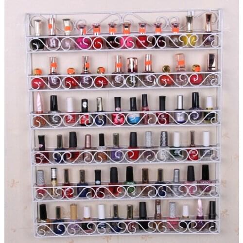 The new nail polish rack wrought iron wall hanging wall display shelf cosmetic nail shop Showcase