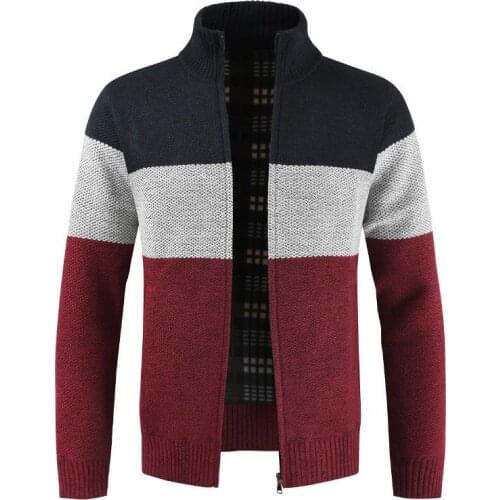 2021 new mens sweater autumn winter warm cashmere wool color matching zipper cardigan sweater mens casuasweater jacket