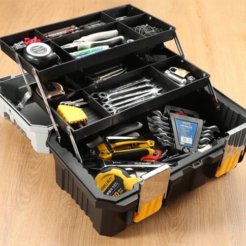 Plastic Portable Toolbox Three-layer Anti-fall Garage Organizer Large-capacity Toolbox Hard Casecajas Household Items EK50TB