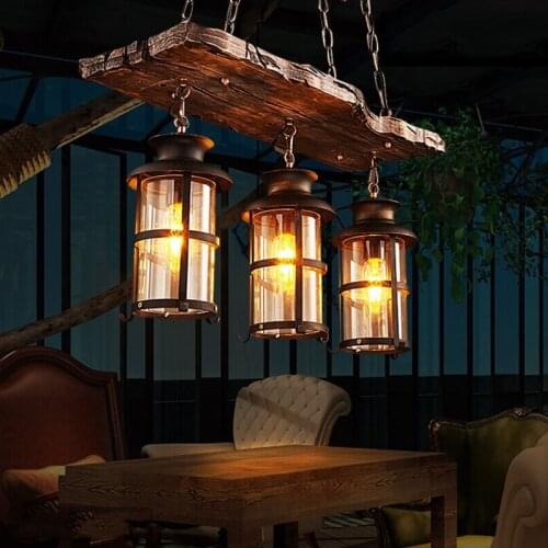 American Country style Retro Industrial Pendant Lamp 3 Head Old Boat Wood Nostalgia Light modern light fixture WJ122030