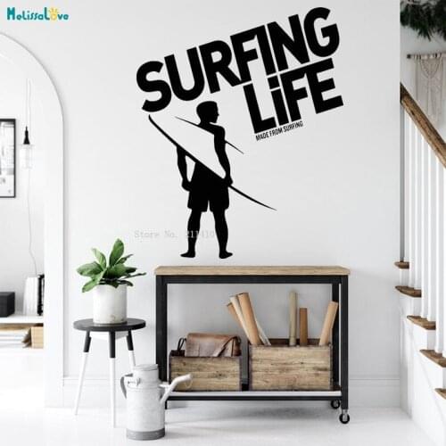Surfing Life Wall Decal Fun Of The Sea Brave Man Extreme Water Sports Vinyl Decor Surfer Board Window Murals YT4555