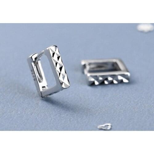 KOFSAC Korean Simple 925 Sterling Silver Hoop Earrings Women Fashion Jewelry Square Earring Lady Different Occasion Accessories