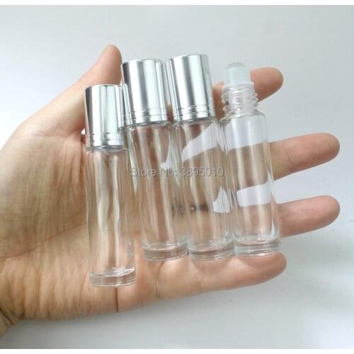 10ml Glass Roll On Essential Oils Perfume Bottles glass Roller Ball & Brushed Alu Cap F462