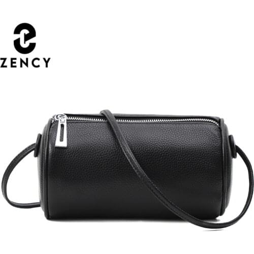 Zency Cowhide Leather Female Bucket Bag Simple Fashion Hight Quality Crossbody Women Bags 2021 Small Multicolor Shoulder Bag