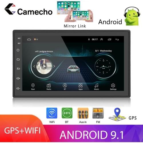 Camecho 2 Din 7'' Android 9.1 Universal Car Multimedia Player with Bluetooth WIFI GPS FM Radio Receiver Suppport Rear Camera