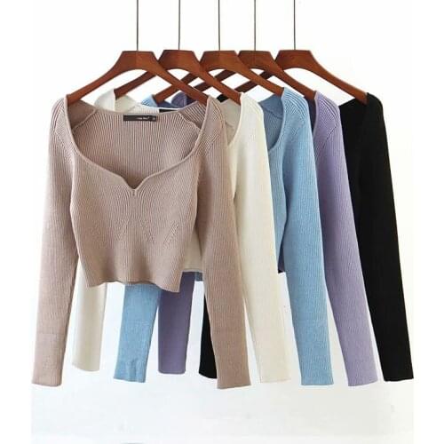Knitted sweater slim fall clothes for women