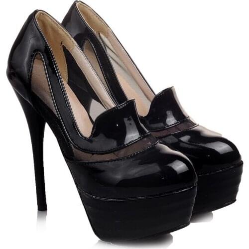 New Sexy 2020 Platform Wedding Shoes Woman Thin High Heel 13.5cm Pumps wedding party Women Ladies Shoes Plus Size 31-44 L152