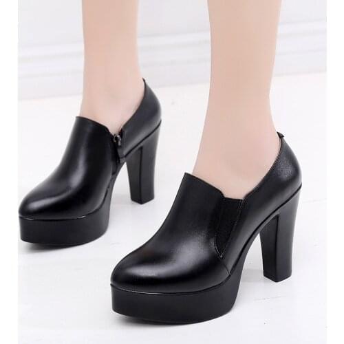 Big Size 33-43 Deep Mouth Block Heels Platform Shoes Woman 2020 High Heels Pumps Women Office Shoe Black Shoes Ladies