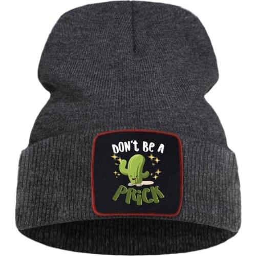 Dont Be A Prick Cartoon Cactus Print Winter Cap Street Fashion Warm Beanie Caps Simple Casual Unisex Caps Quality Comfort Hat