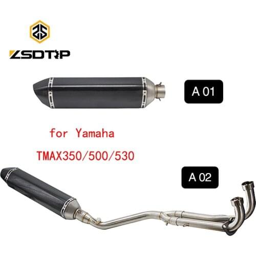 ZSDTRP For Yamaha Tmax 500 Tmax350 Tmax 530 Motorcycle Exhaust System AK Slip On Front Pipe Headers with Muffler Escape
