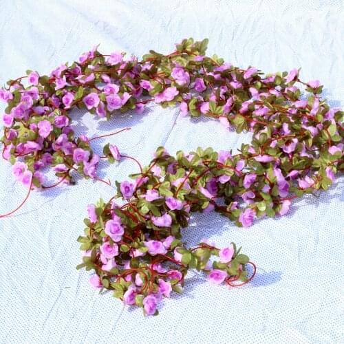 2.5m Autumn Rose Vine Small Peony Rattan Wedding Home Decoration Flower Simulation Silk Flower Vine Handmade 45 Heads