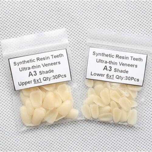 2 Packs Dental Ultrathin A3 Shade Upper & Lower Anterior Composite Synthetic Resin Teeth Veneers Tooth Restorative Whitening