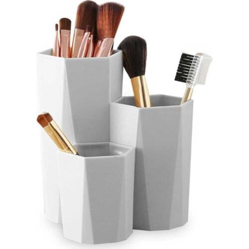 3 Grid Cosmetics Storage Box Makeup Brush Cosmetics Stand Nail Polish Storage Box Holder Cosmetic Makeup Tools