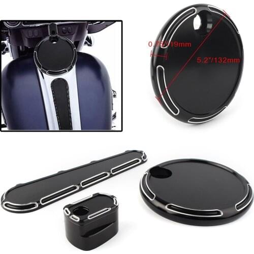 3pcs Motorcycle Gas Fuel Tank Door Dash Track Insert Ignition Cap Cover For Harley Touring FLHX FLTR FLHT & FL Trike 2008-2013